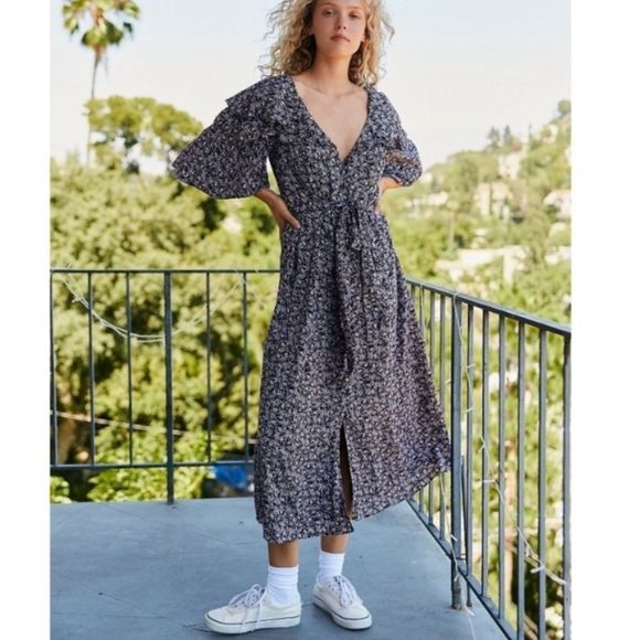 NWT Free People Float On A Sunbeam Midi Dress - Picture 1 of 4